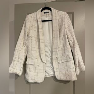 Frenchy Plaid Shawl Collar Open front blazer